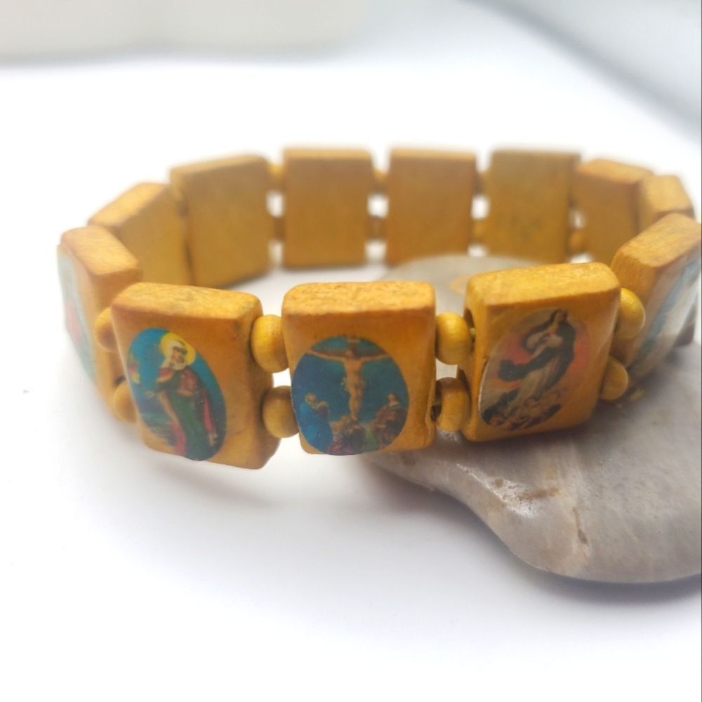 Religious wooden‎ all saints stretch bracelet